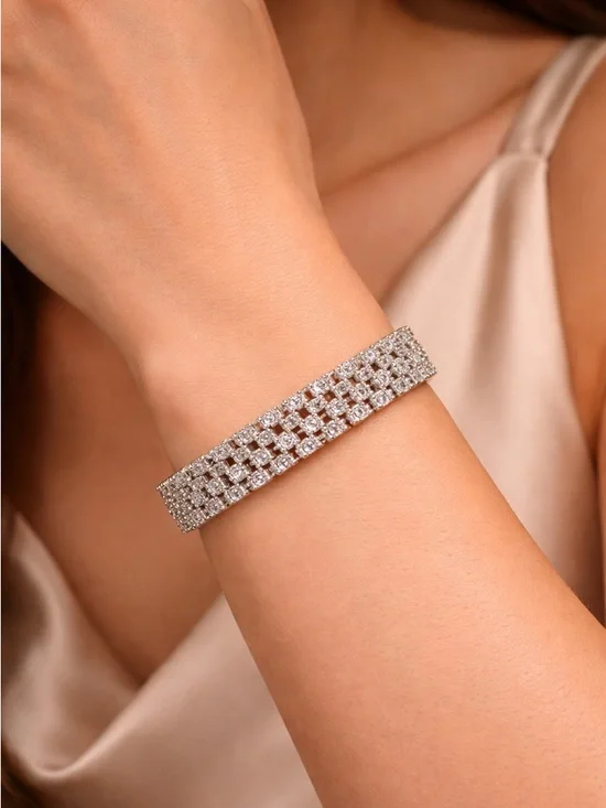 Hollywood Glamour Vintage 925 Silver Art Deco Bracelet - Picture 2 of 10